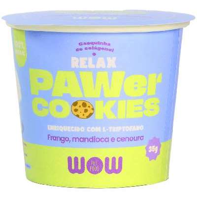 Cookies WOW Pet Food Pawer Relax Sabor Frango, Mandioca e Cenoura