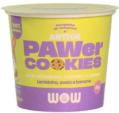Cookies WOW Pet Food Pawer Antiox Sabor Lombinho, Aveia e Banana - 35 g
