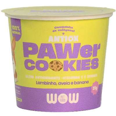 Cookies WOW Pet Food Pawer Antiox Sabor Lombinho, Aveia e Banana