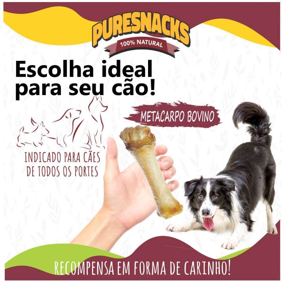 Snacks Mastigáveis PureSnacks Metacarpo Bovino - 1 Unidade