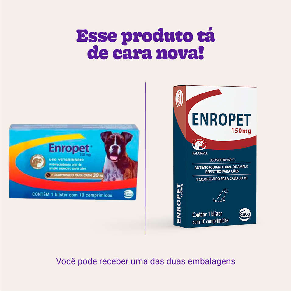 Antibiótico Ceva Enropet 150 mg - 10 comprimidos