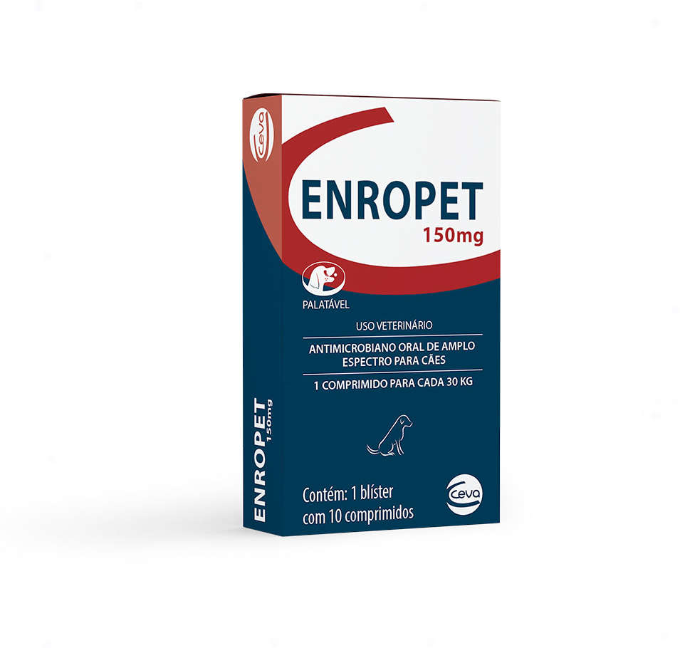 Antibiótico Ceva Enropet 150 mg - 10 comprimidos