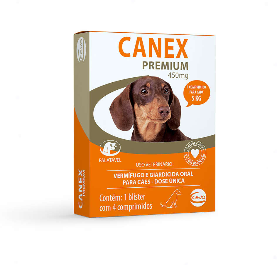 Vermifugo Ceva Canex Premium 450 mg para Cães até 5Kg - 4 Comprimidos