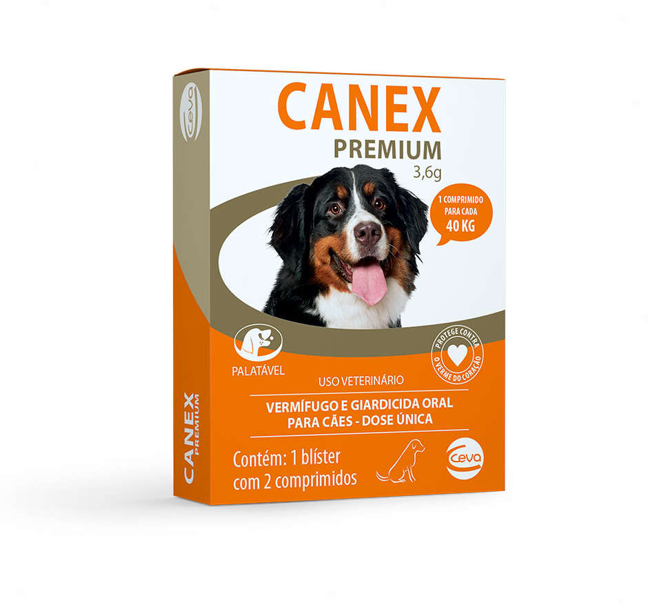 Vermifugo Ceva Canex Premium 3,6 g para Cães até 40Kg - 2 Comprimidos