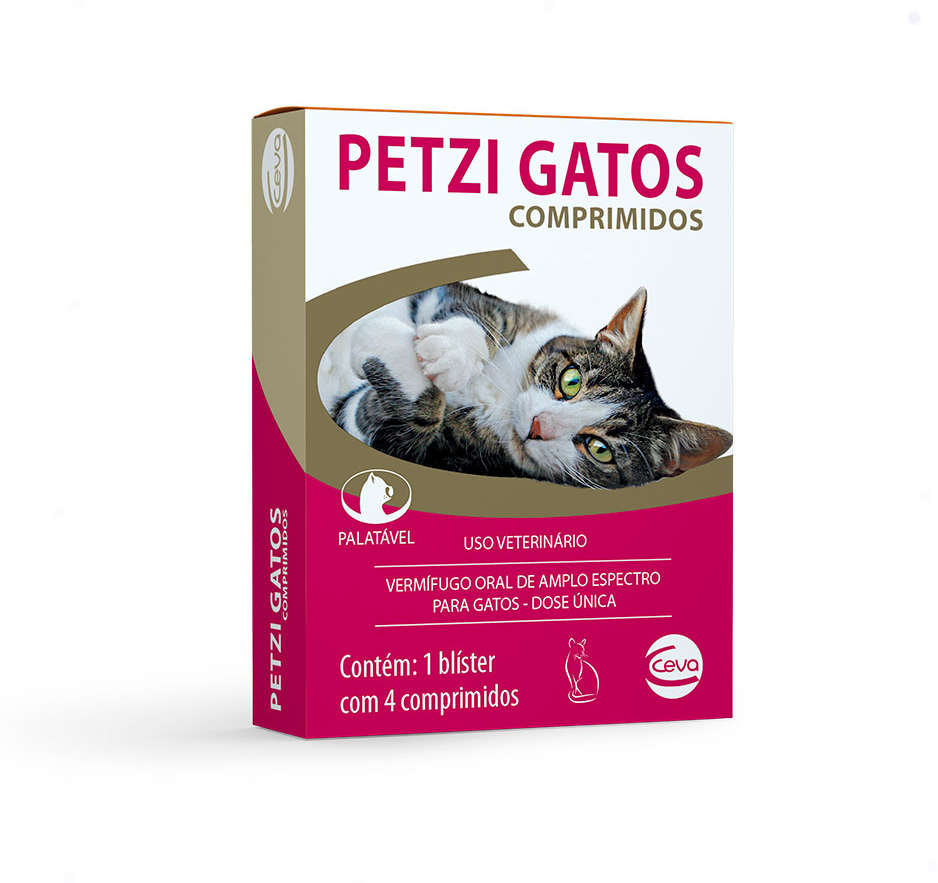 Vermifugo Ceva Petzi para Gatos - 4 Comprimidos
