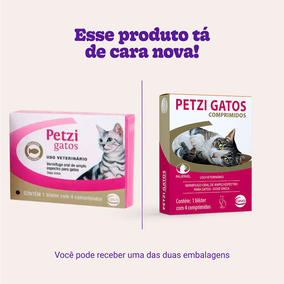 Vermifugo Ceva Petzi para Gatos - 4 Comprimidos