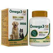 Suplemento Vitamínico Vetnil Omega 3 + SE 1100 para Cães e Gatos - 30 Cápsulas