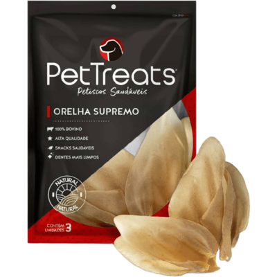 Petisco PetTreats para Cães Orelha Bovina Supremo