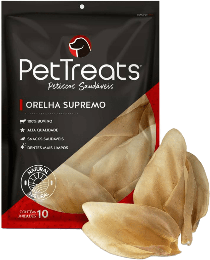 Petisco PetTreats para Cães Orelha Bovina Supremo - 10 Unidades