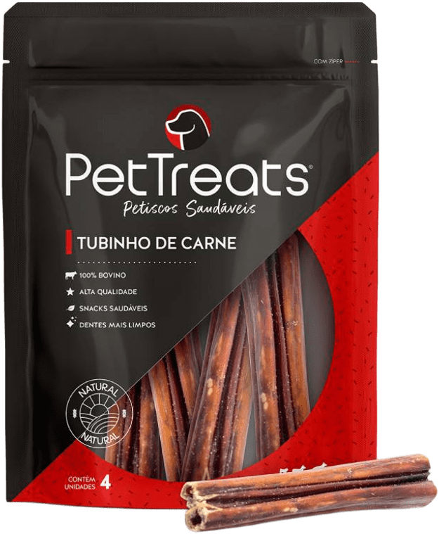 Petisco PetTreats para Cães Tubinho de Carne - 4 Unidades