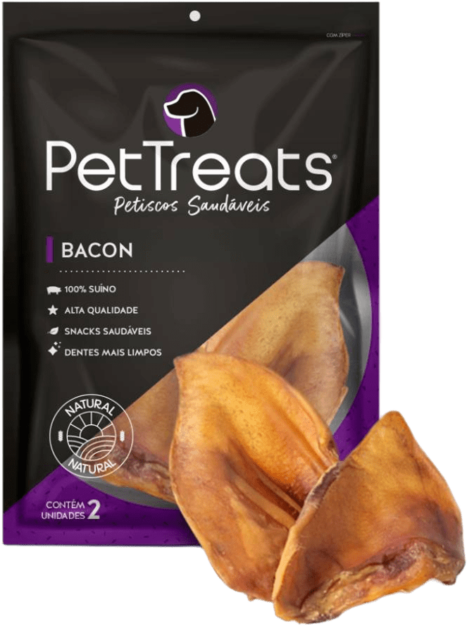Petisco PetTreats para Cães Orelha Suína Sabor Bacon - 2 Unidades