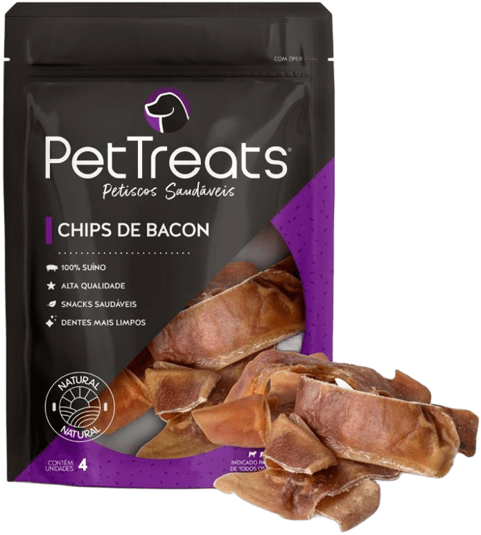 Petisco PetTreats para Cães Chips de Bacon - 4 Unidades