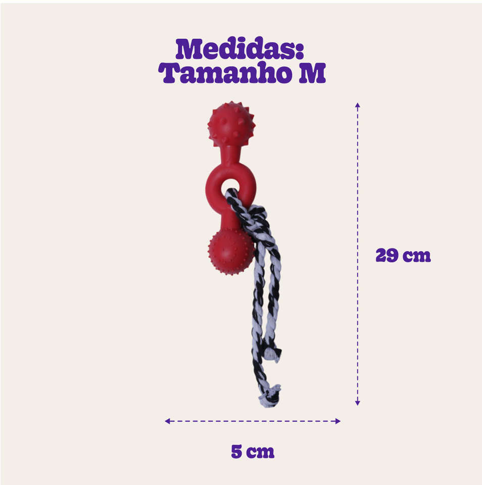 Brinquedo Duratoys Halteres Massageador com Corda Vermelho - Tam. M