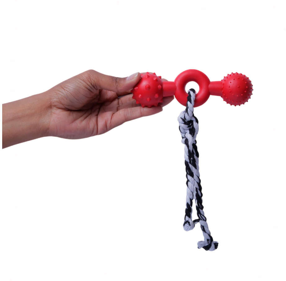 Brinquedo Duratoys Halteres Massageador com Corda Vermelho - Tam. M