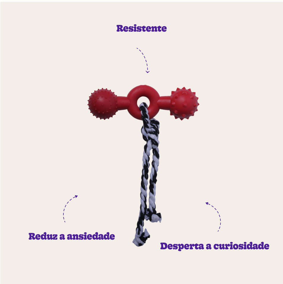 Brinquedo Duratoys Halteres Massageador com Corda Vermelho - Tam. M