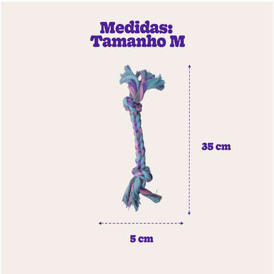 Brinquedo Mordedor Corda Dental Bone Azul e Rosa para Cães
