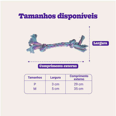 Brinquedo Mordedor Corda Dental Bone Azul e Rosa para Cães