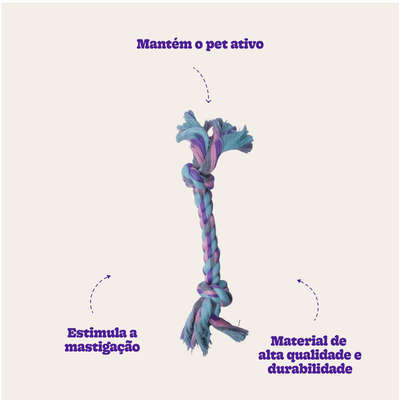 Brinquedo Mordedor Corda Dental Bone Azul e Rosa para Cães