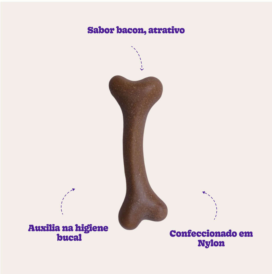 Brinquedo Osso Nylon Sabor Bacon para Cães - Tam. P