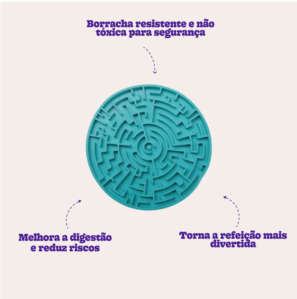 Brinquedo e Comedouro Interativo Labirinto Verde Água - Tam. P