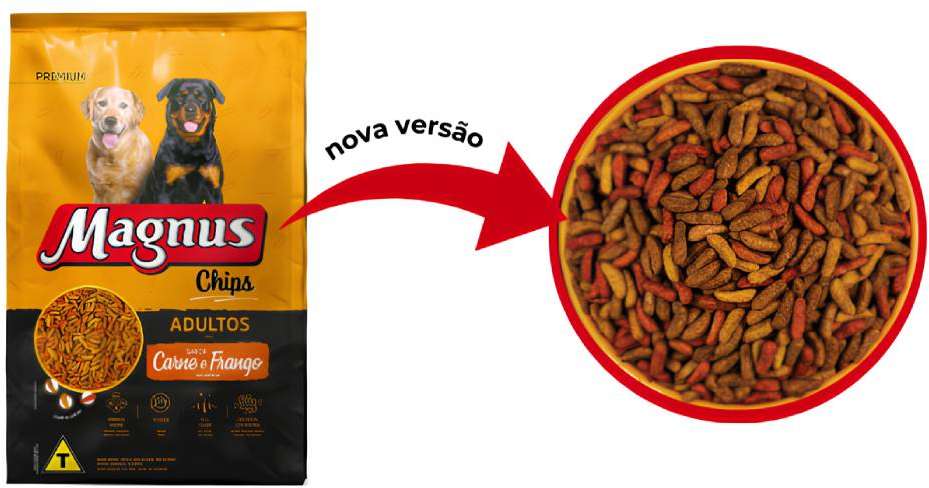 Ração Seca Magnus Chips Carne e Frango para Cães Adultos - 20Kg