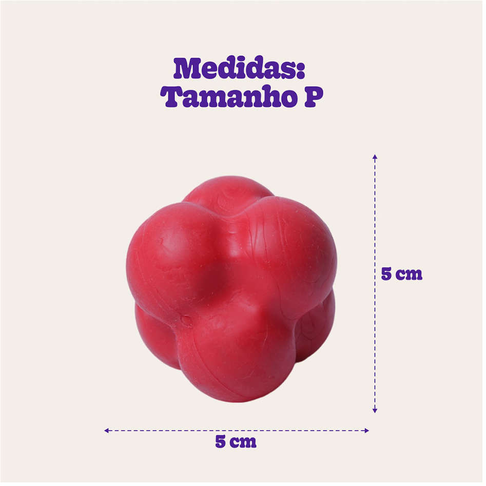 Brinquedo Bola Maciça Átomo 6 em 1 Vermelho para Cães - Tam. P