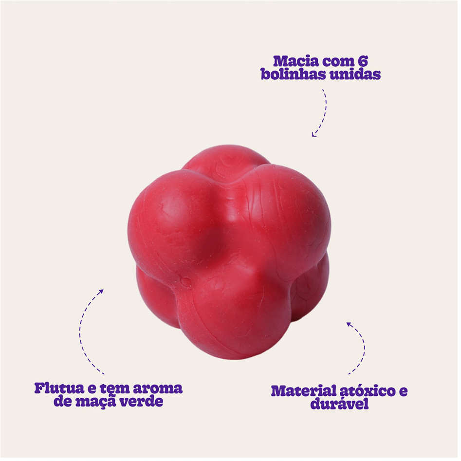 Brinquedo Bola Maciça Átomo 6 em 1 Vermelho para Cães - Tam. M