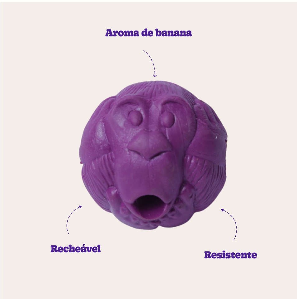 Bola Macaquinho Pet Games Lilás com Dispenser de Ração ou Petisco - Tam. G