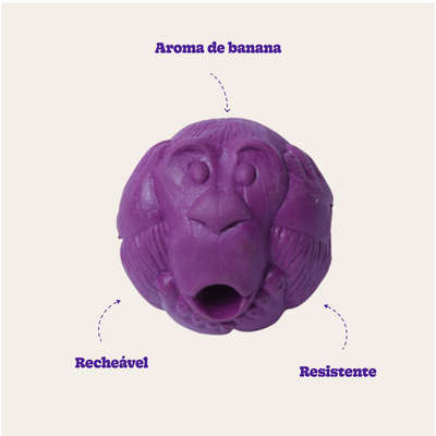 Bola Macaquinho Pet Games Lilás com Dispenser de Ração ou Petisco