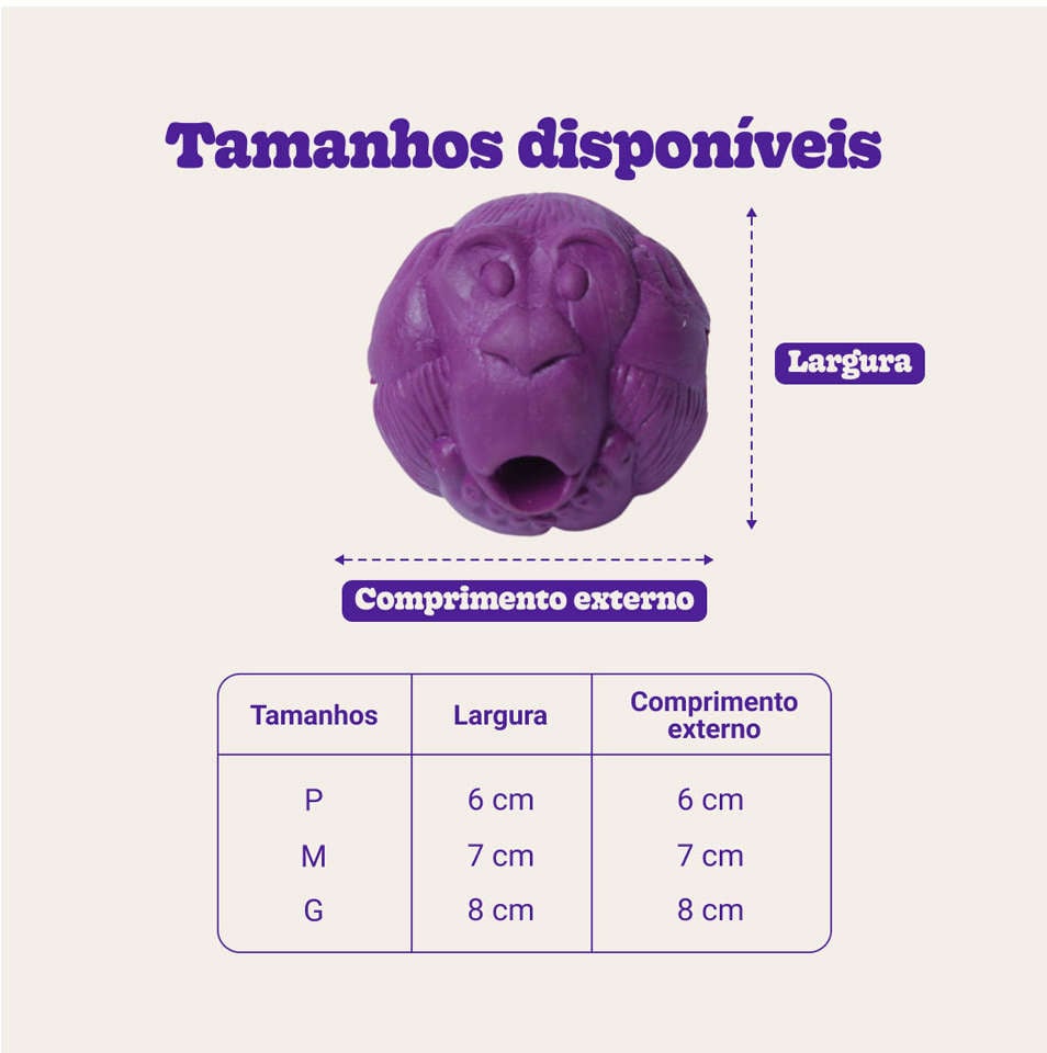 Bola Macaquinho Pet Games Lilás com Dispenser de Ração ou Petisco - Tam. G