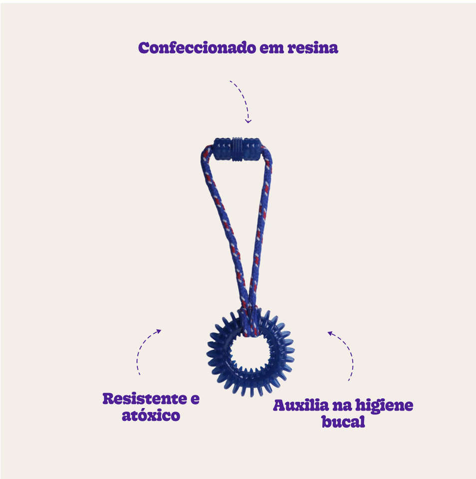 Brinquedo Odontopet Argola Espacial Dental com Corda para Cães - Tam. Único
