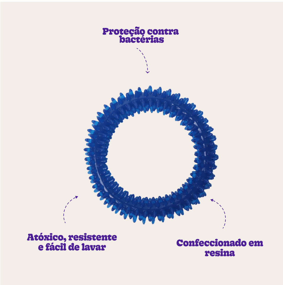 Brinquedo Odontopet Argola Dental Azul para Cães - Tam. P