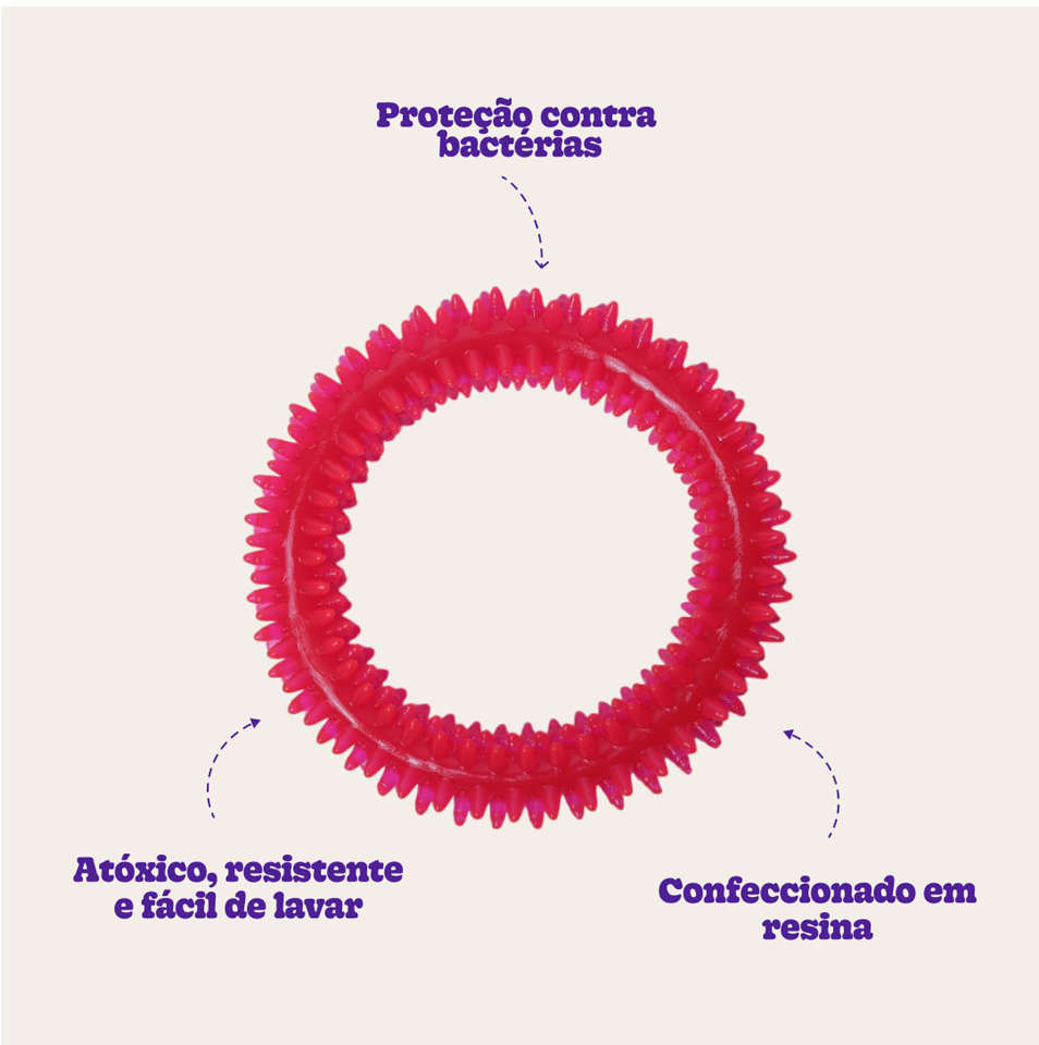 Brinquedo Odontopet Argola Dental Rosa para Cães - Tam. P