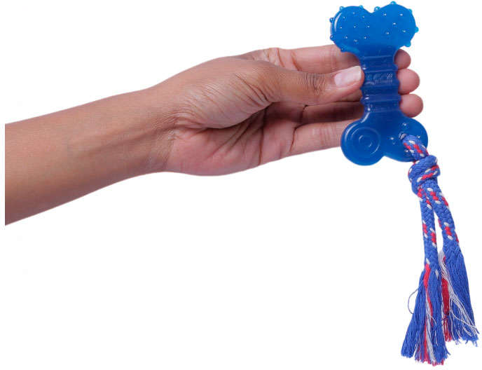 Brinquedo Odontopet Osso Dental Flat com Corda Azul para Cães - Tam. P