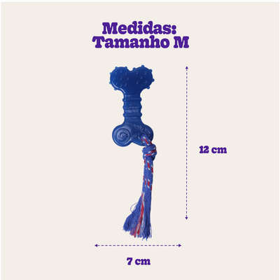 Brinquedo Odontopet Osso Dental Flat com Corda Azul para Cães