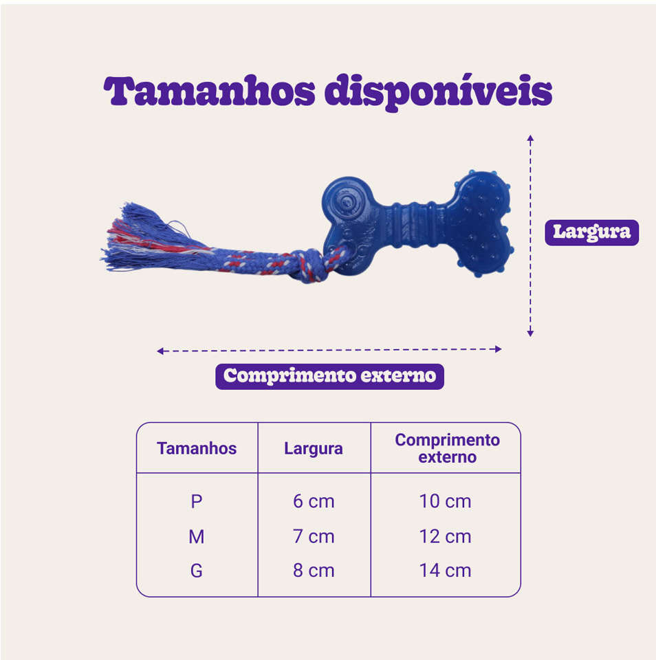 Brinquedo Odontopet Osso Dental Flat com Corda Azul para Cães - Tam. P