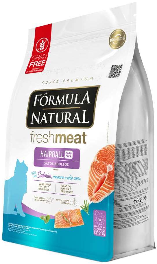 Ração Seca Fórmula Natural Hairball para Gatos Adultos Sabor Salmão com Cenoura - 7Kg