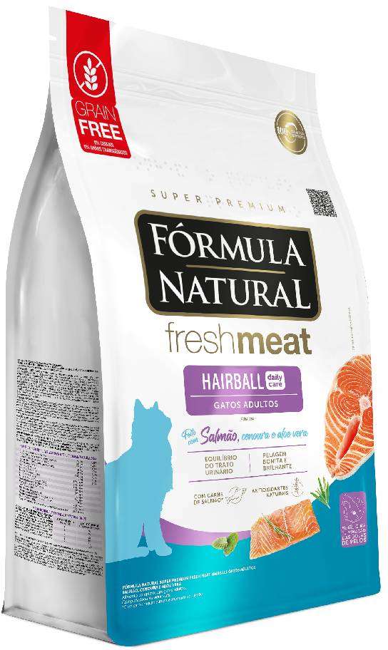 Ração Seca Fórmula Natural Hairball para Gatos Adultos Sabor Salmão com Cenoura - 7Kg