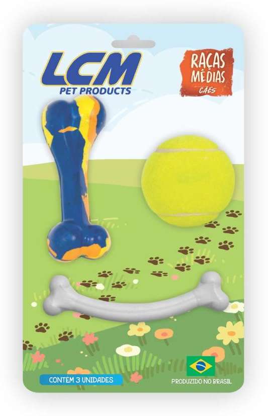 Kit Brinquedos LCM para Cachorros de Raças Médias - Tam. M