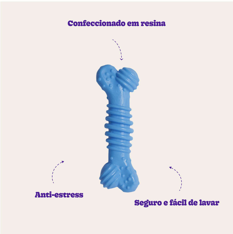 Brinquedo Odontopet Osso Júnior Azul para Cães Filhotes - Tam. Único