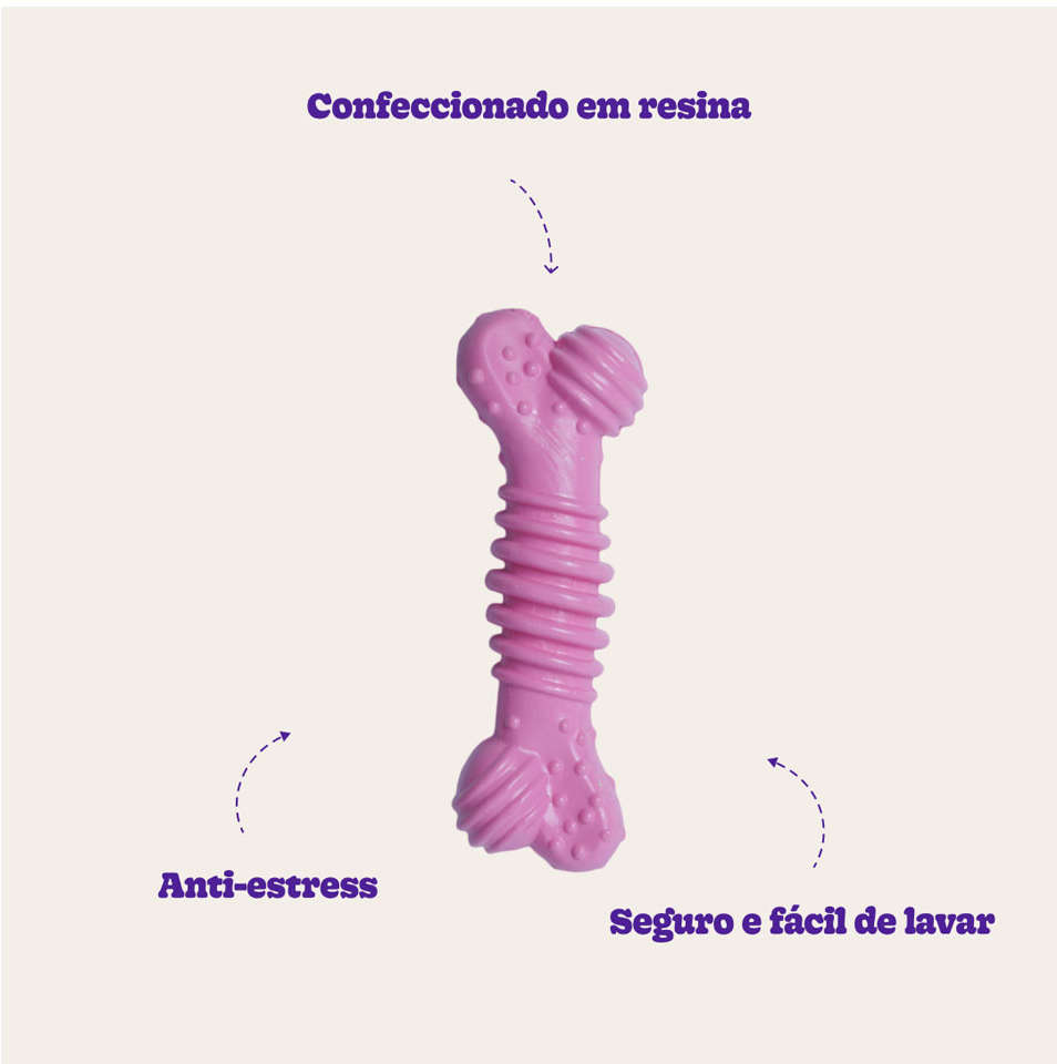 Brinquedo Odontopet Osso Júnior Rosa para Cães Filhotes - Tam. Único
