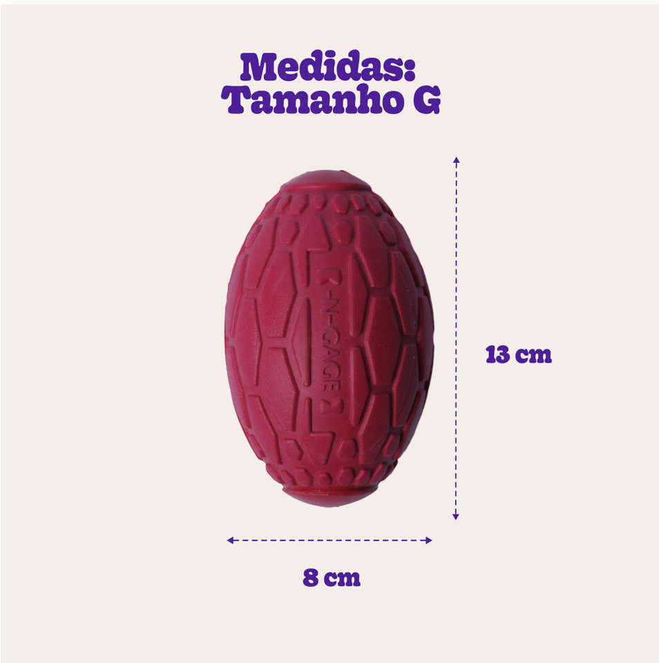 Brinquedo Mordedor Bola de Futebol Americano Vermelho para Cães - Tam. G