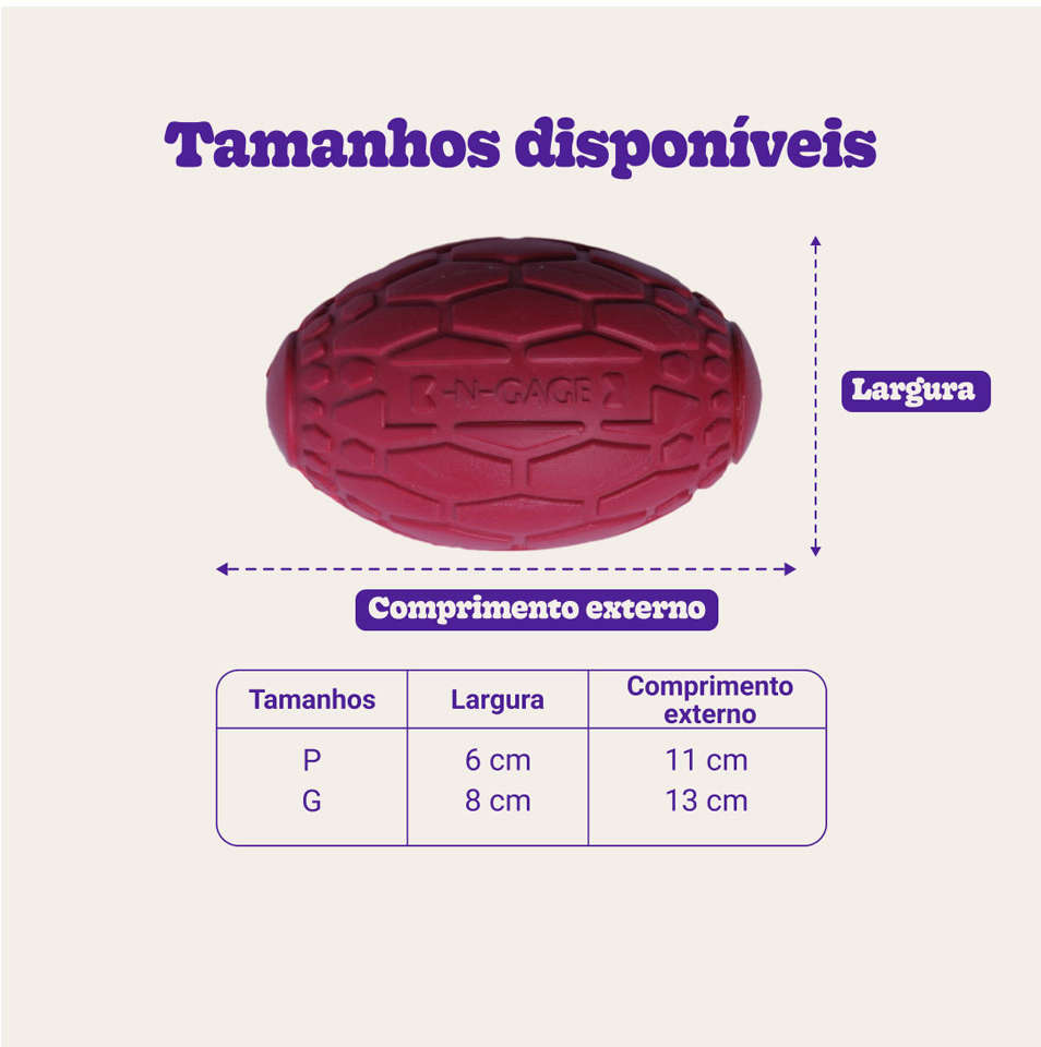 Brinquedo Mordedor Bola de Futebol Americano Vermelho para Cães - Tam. G