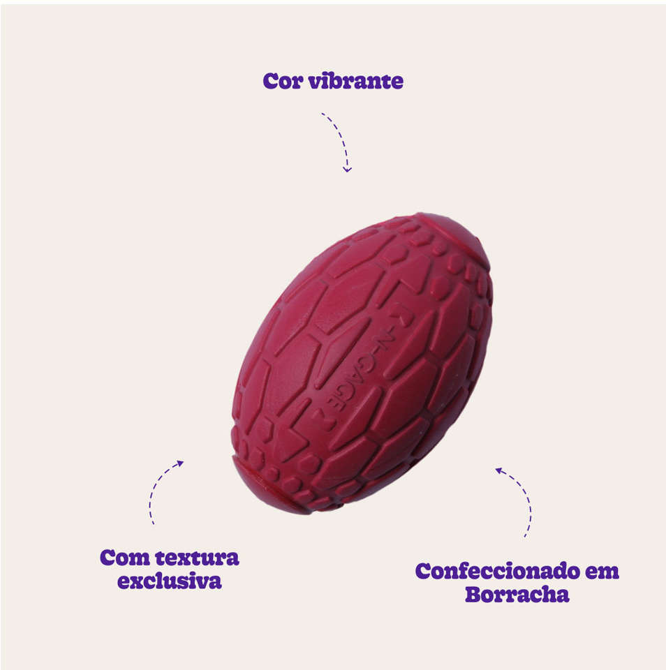 Brinquedo Mordedor Bola de Futebol Americano Vermelho para Cães - Tam. G
