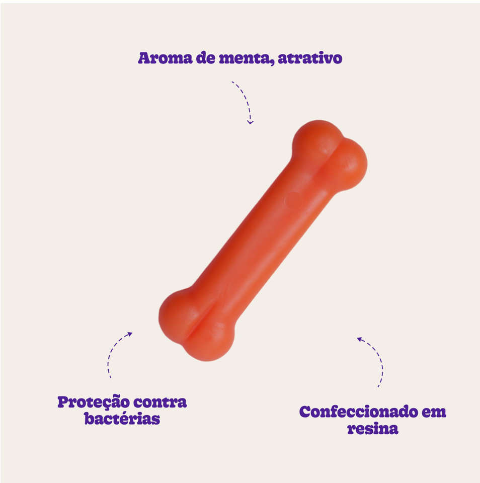 Brinquedo Odontopet Osso Bone Flexi Laranja para Cães - Tam. P