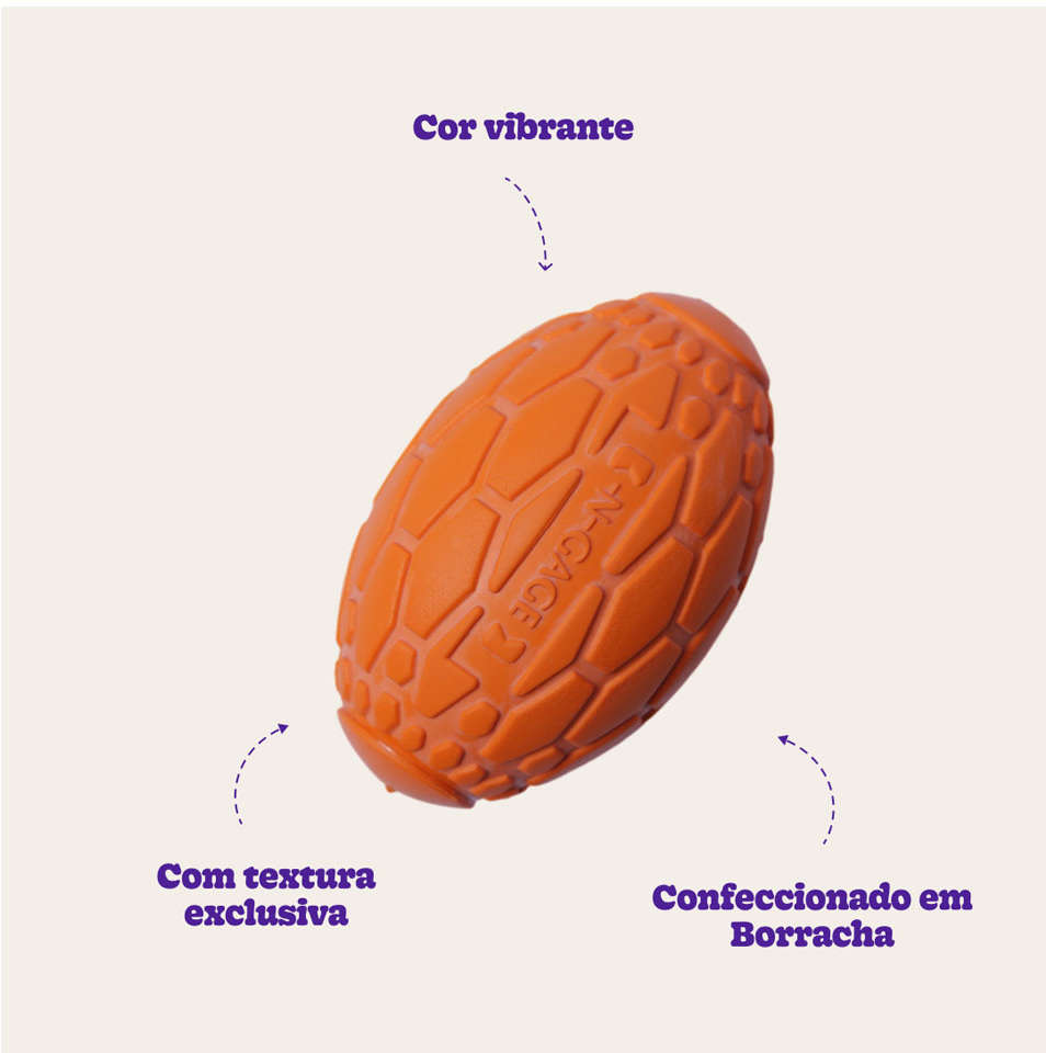 Brinquedo Mordedor Bola de Futebol Americano Laranja para Cães - Tam. G