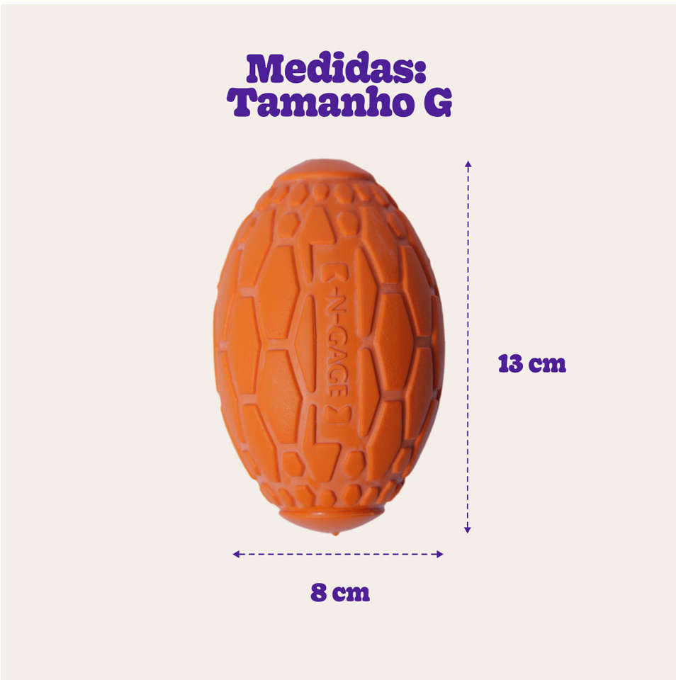 Brinquedo Mordedor Bola de Futebol Americano Laranja para Cães - Tam. G
