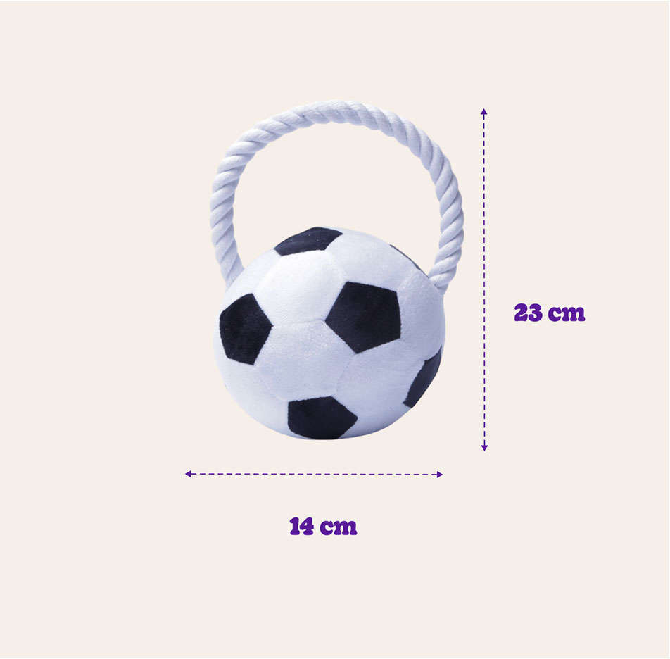 Brinquedo Pelúcia Bola de Futebol com Puxador para Cães - Tam. Único