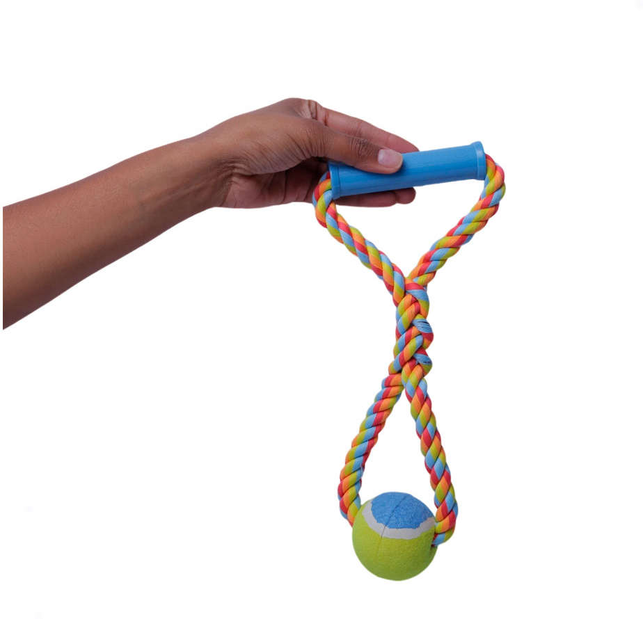 Brinquedo Puxa Bola de Tênis Colorido para Cães - Tam. Único