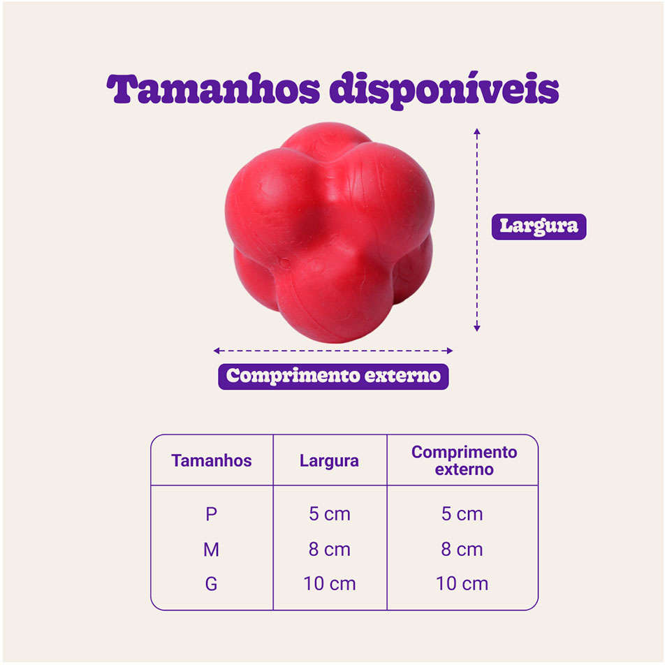 Brinquedo Bola Maciça Átomo 6 em 1 Vermelho para Cães - Tam. M